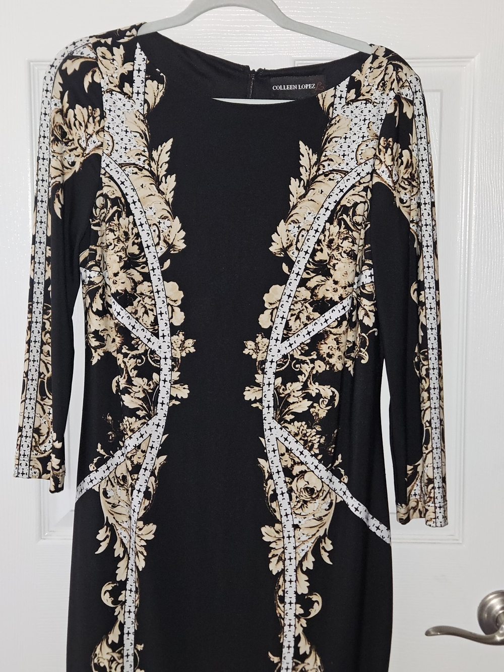 Colleen Lopez Black Gold Floral Cocktail Party Dress Med - Picture 4 of 10
